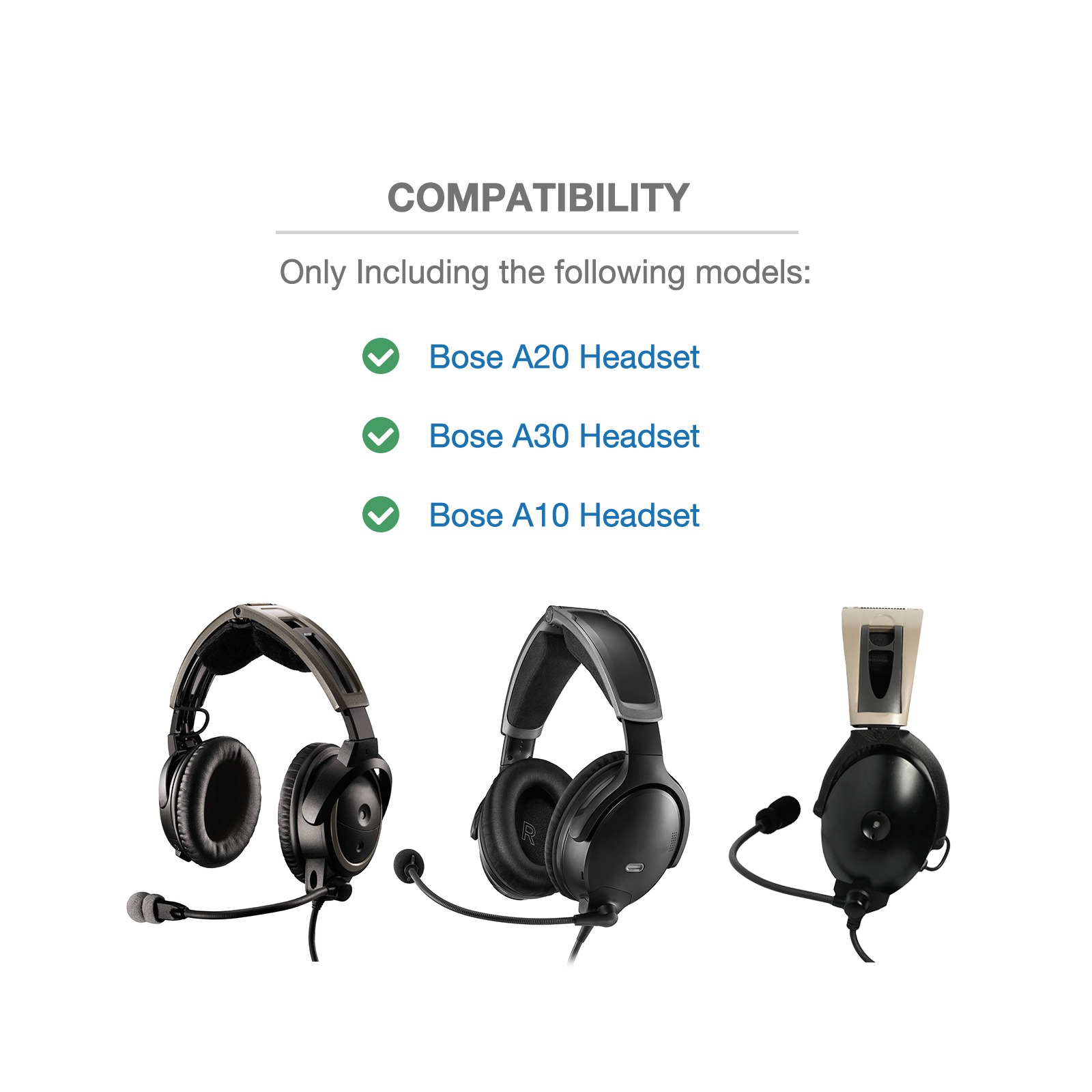 Bose A10/A20/A30 replacement parts — mic covers, headband & ear pads (black) Bose A10/A20/A30 replacement parts — mic covers, headband & ear pads (black)