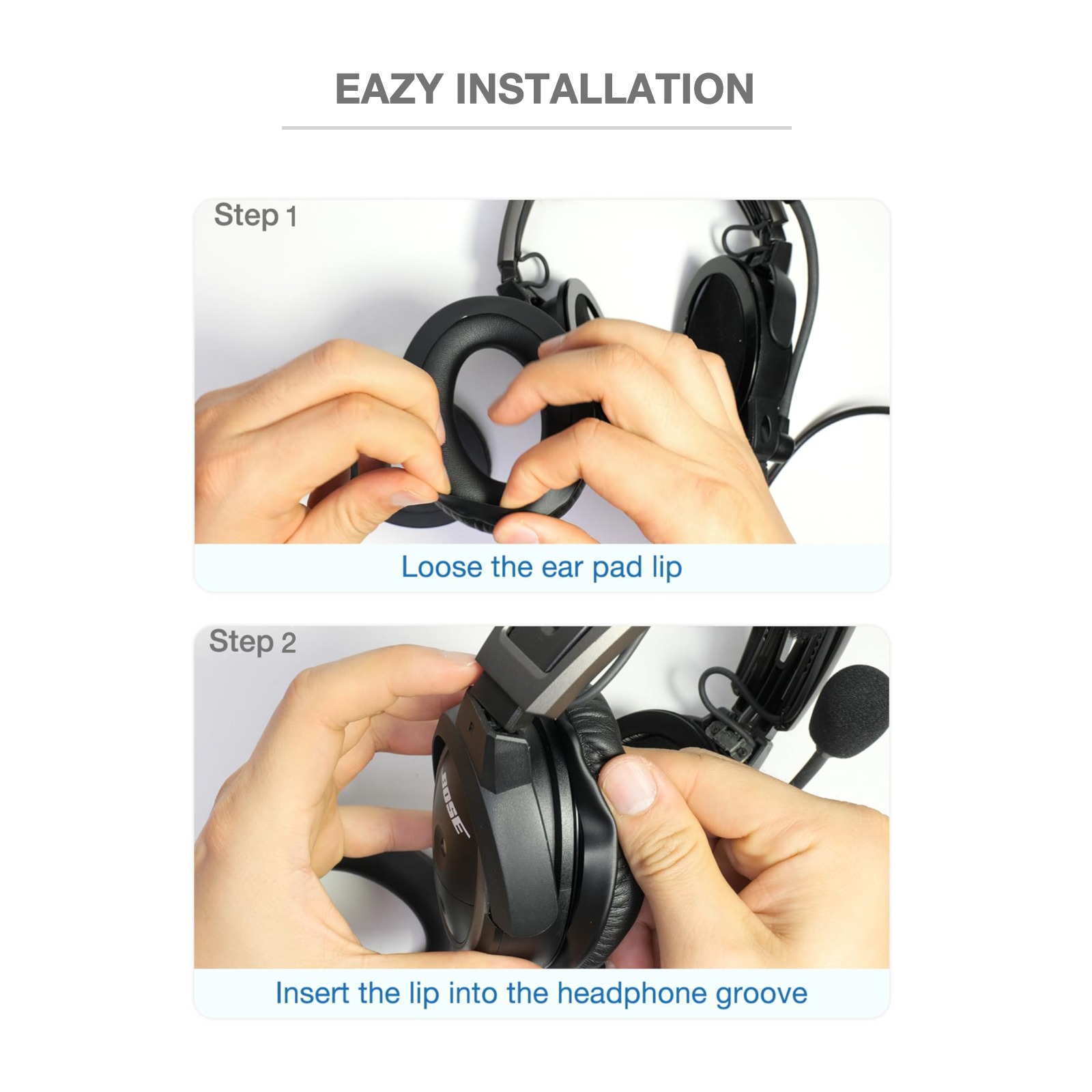 Bose A10/A20/A30 replacement parts — mic covers, headband & ear pads (black) Bose A10/A20/A30 replacement parts — mic covers, headband & ear pads (black)